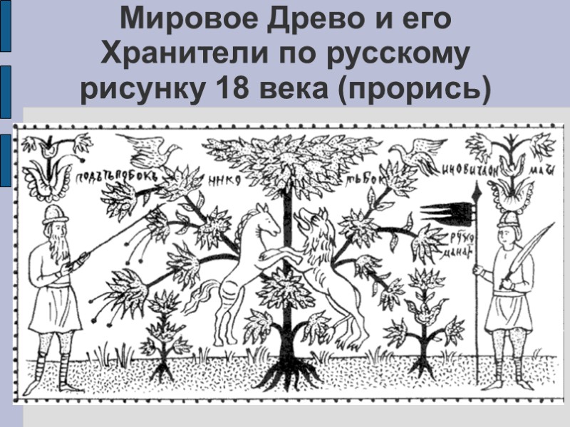Мировое Древо и его Хранители по русскому рисунку 18 века (прорись) Мировое Древо и его Хранители по русскому рисунку 18 века (прорись)